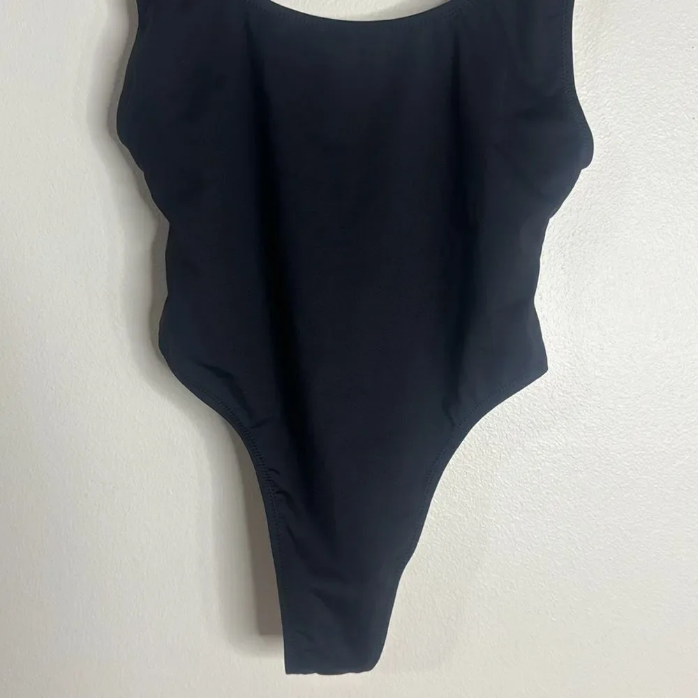 Black Scoop Neck One-Piece Swimsuit - Women's Swim